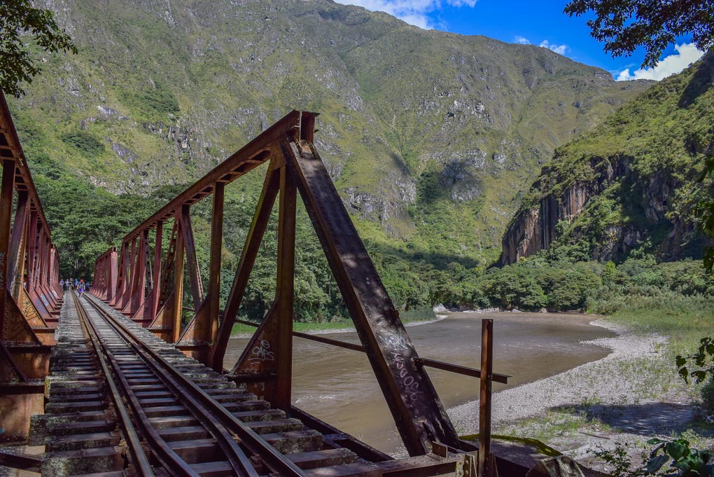 Hiking along the railway tracks on the Salkantey Trek