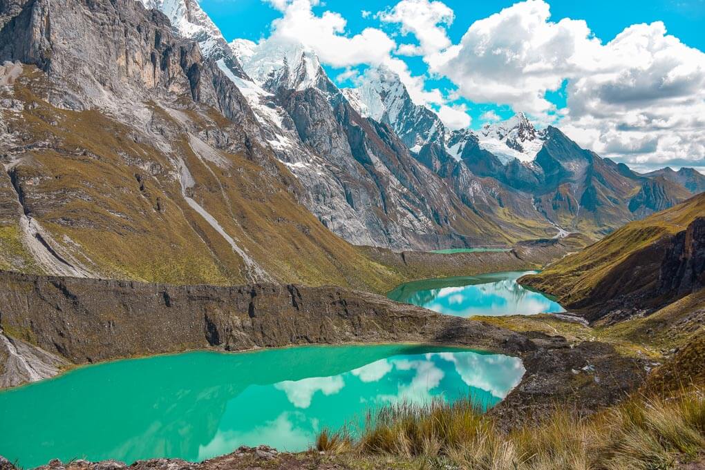 landscape shot of the Tres Lagunas on the huayhuash circuit in Peru