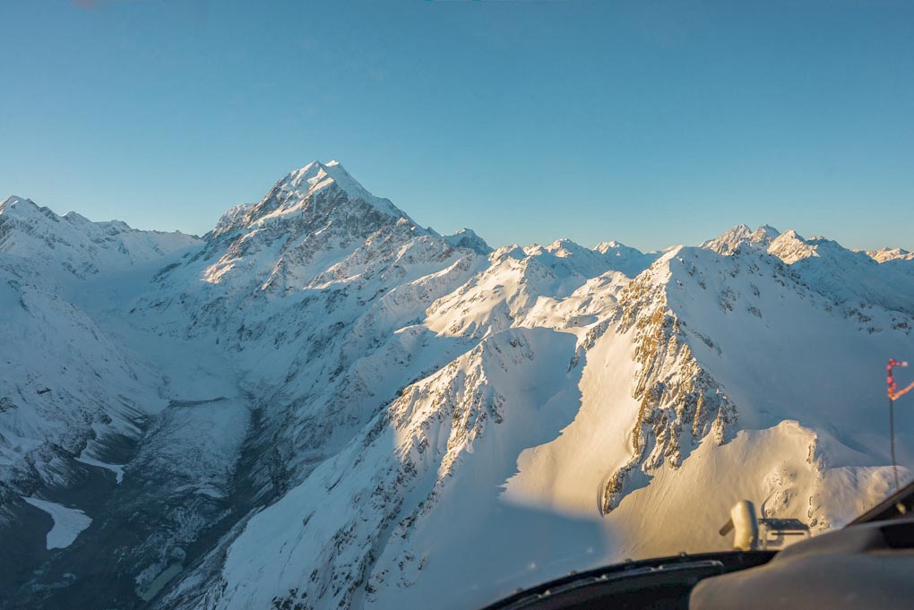 Views of Mount Cook from a helicopter