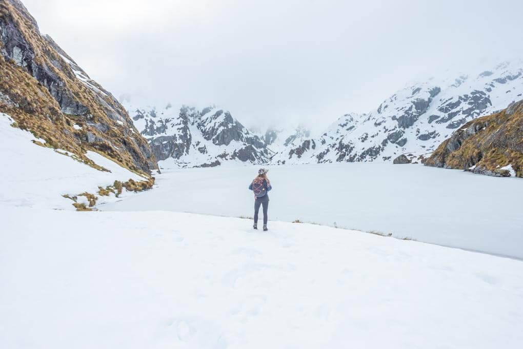 Standing at Lake Harris on the Routeburn Track