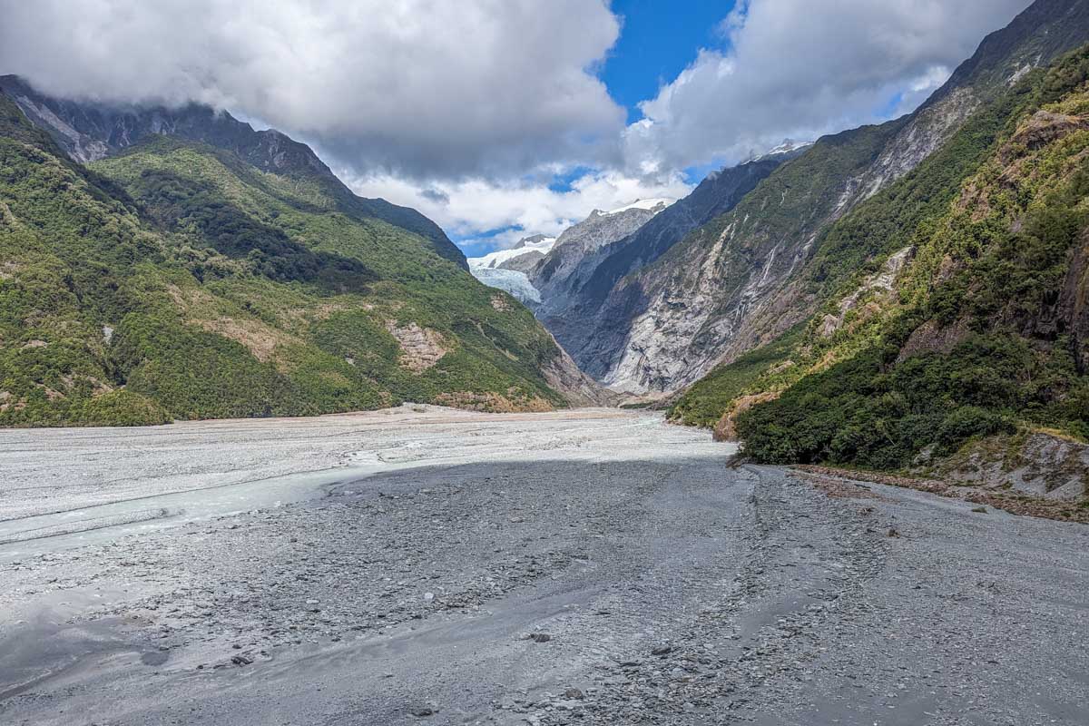 Franz josef Glacier valley with the glacier the the background