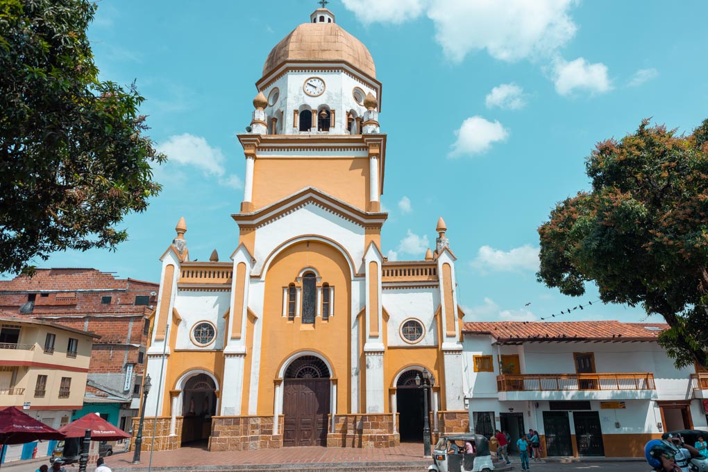 The main plaza in San Rafael near Guatapé