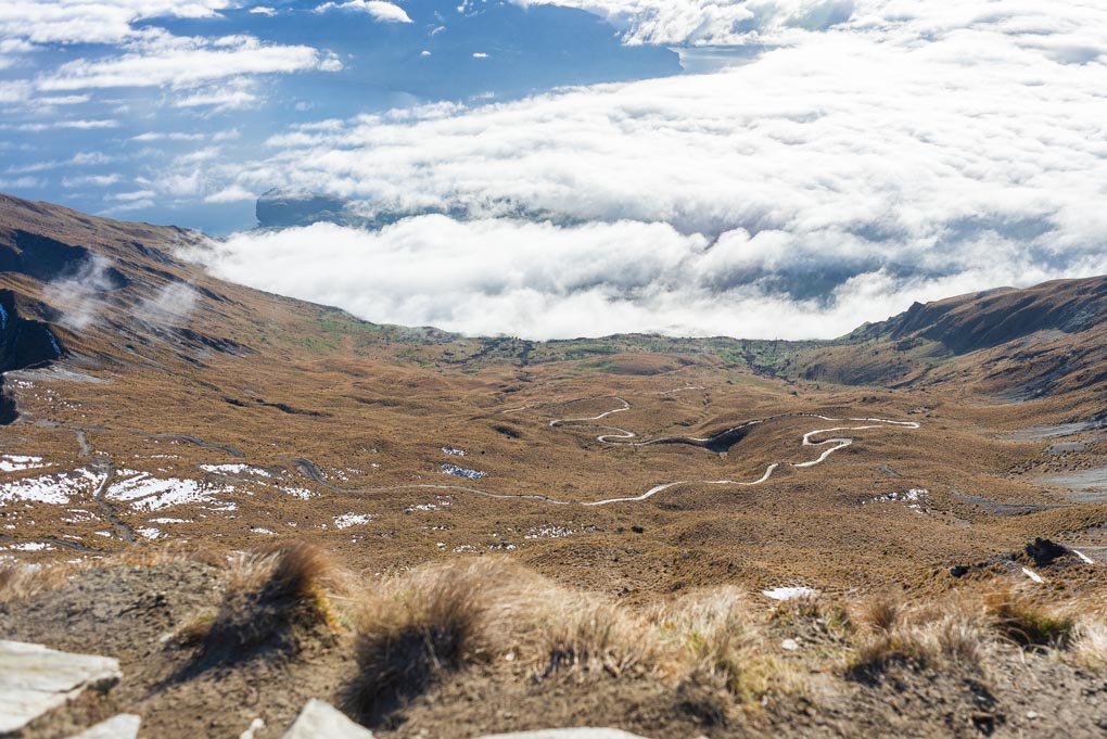A view of the Roy's Peak Track from the summit of Roy's Peak, Wanaka