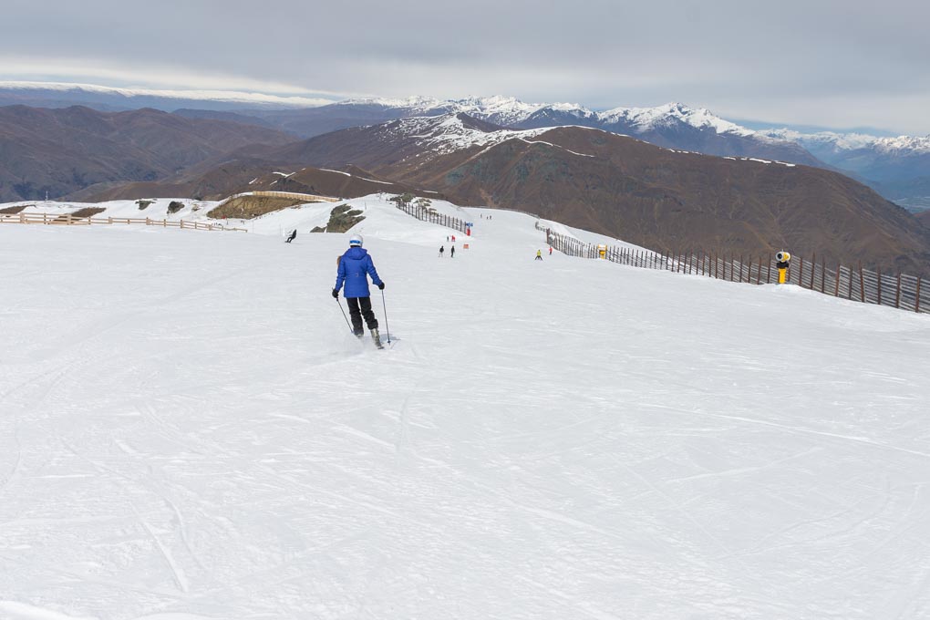 Bailey skis down Cardrona