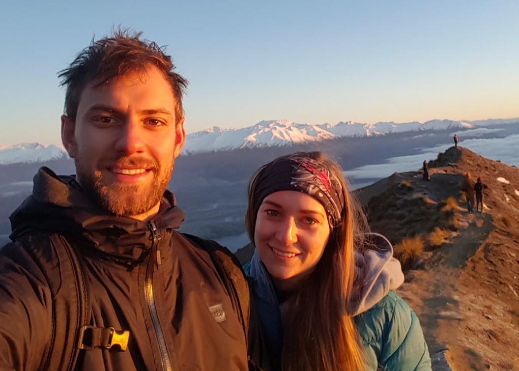 Selfie hiking in New Zealand