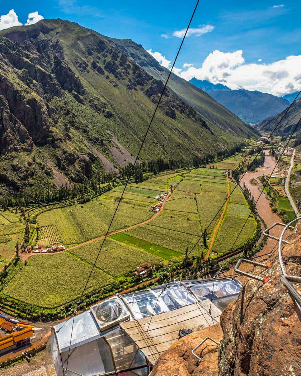 The view from one of the Sacred Valley in Peru pods at the Sky Adventure Lodge in the