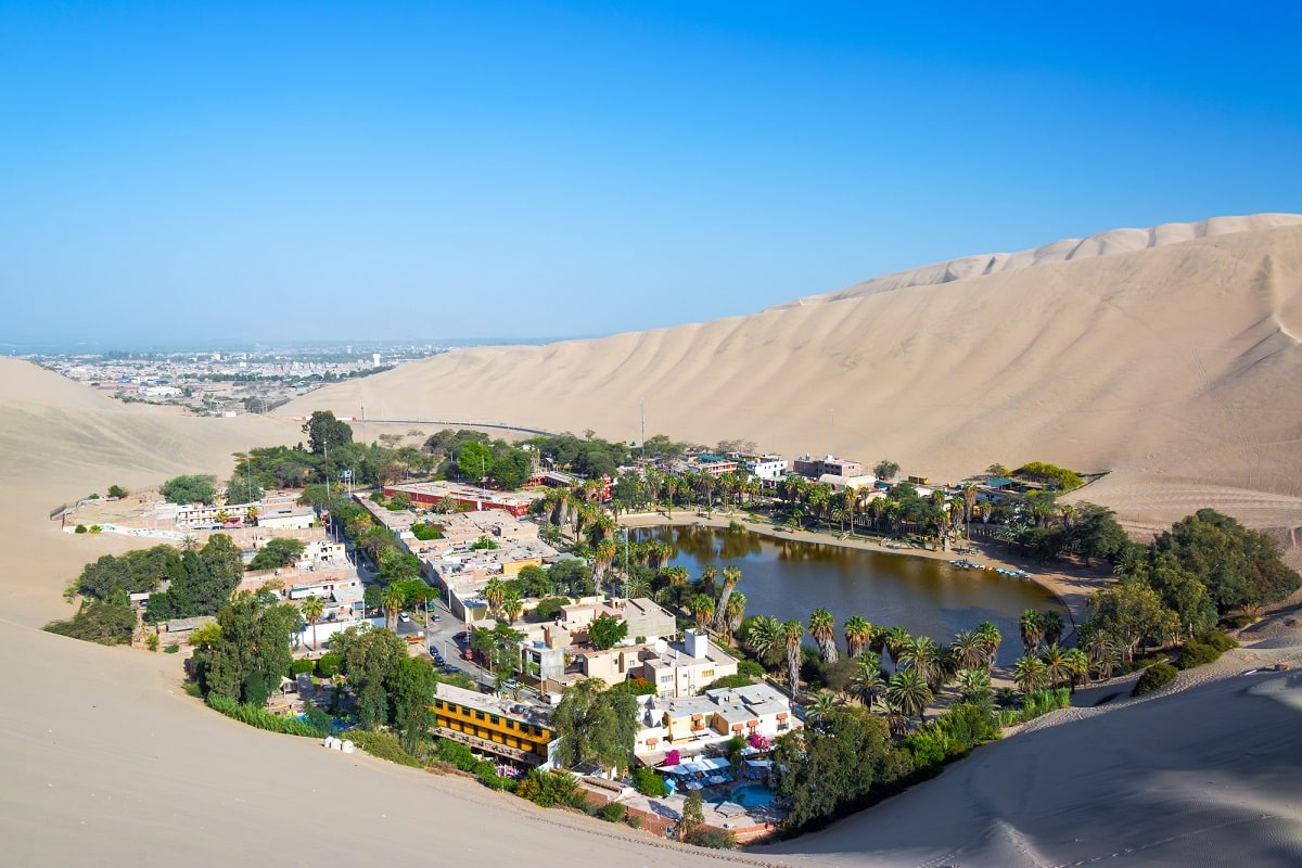 view of Huacachina, Peru Oasis