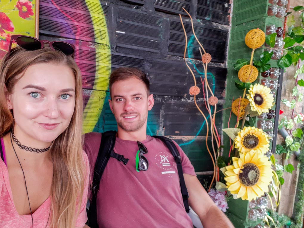 Bailey and daniel take a selfie in Medellin, Colombia
