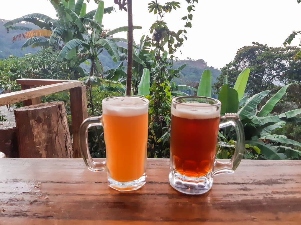 Two beers in Minca from the Nevada Brewery