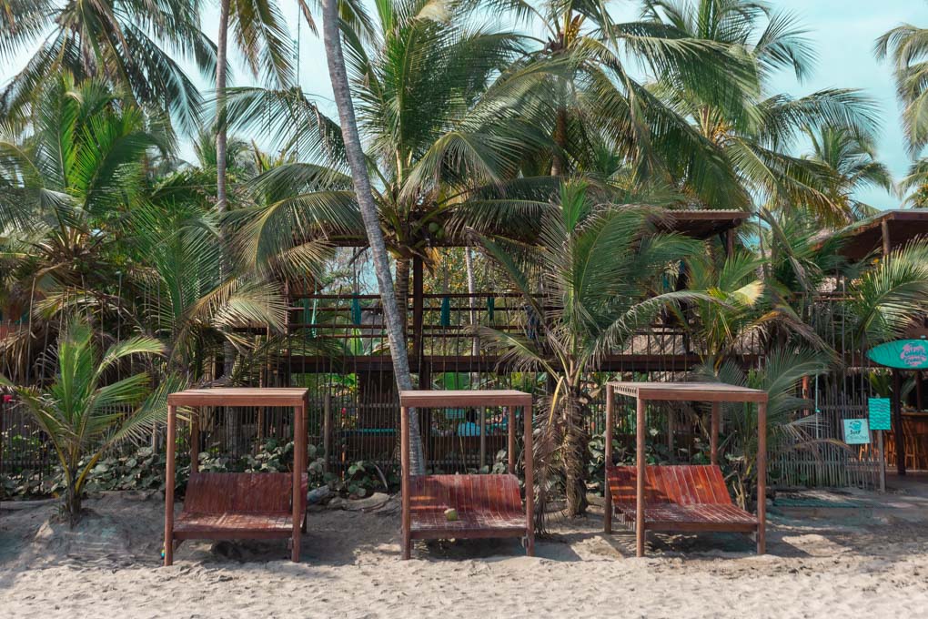 Beach huts on Costeño beach Colombia