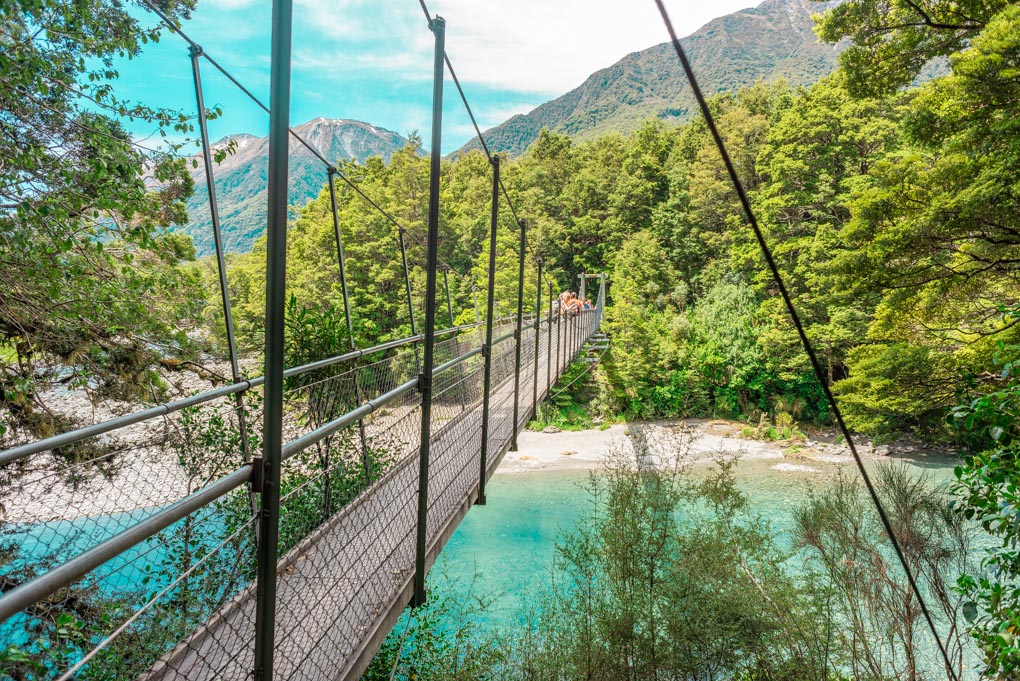 One of the suspension bridges at the Blue Pools on the West Coast of NZ