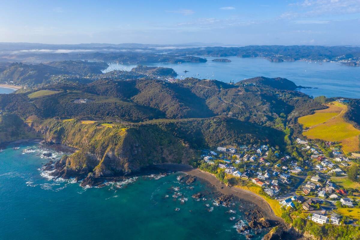 aerial view of Russell in the Bay of islands