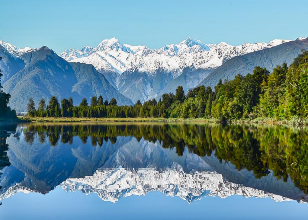 Beautiful reflections at Lake Matheson on the west coast of NZ