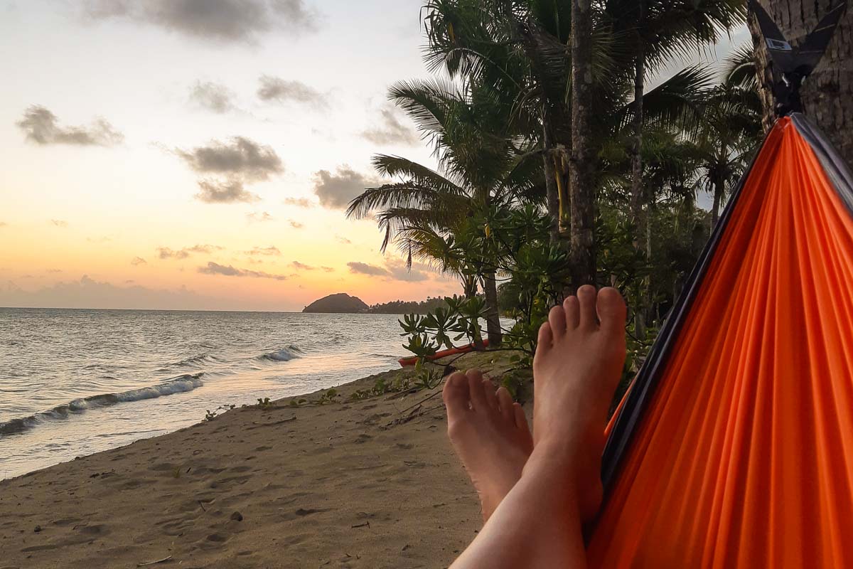 sunset view on the beach in fiji