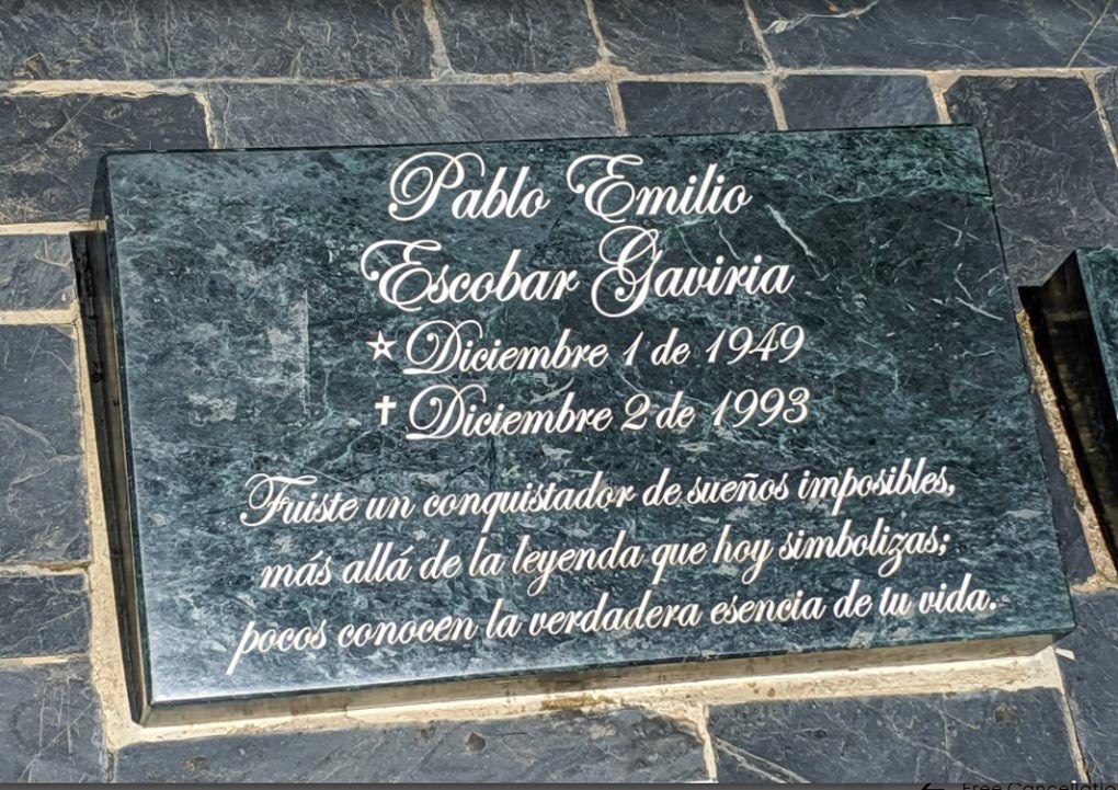 Pablo Escobars grave in Medellin, Colombia