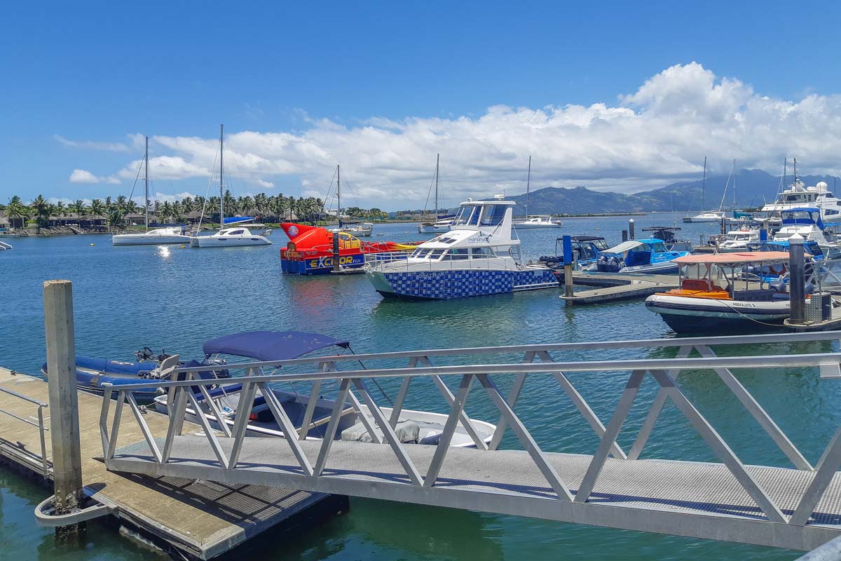 The view from a restaurant at Port Denarau