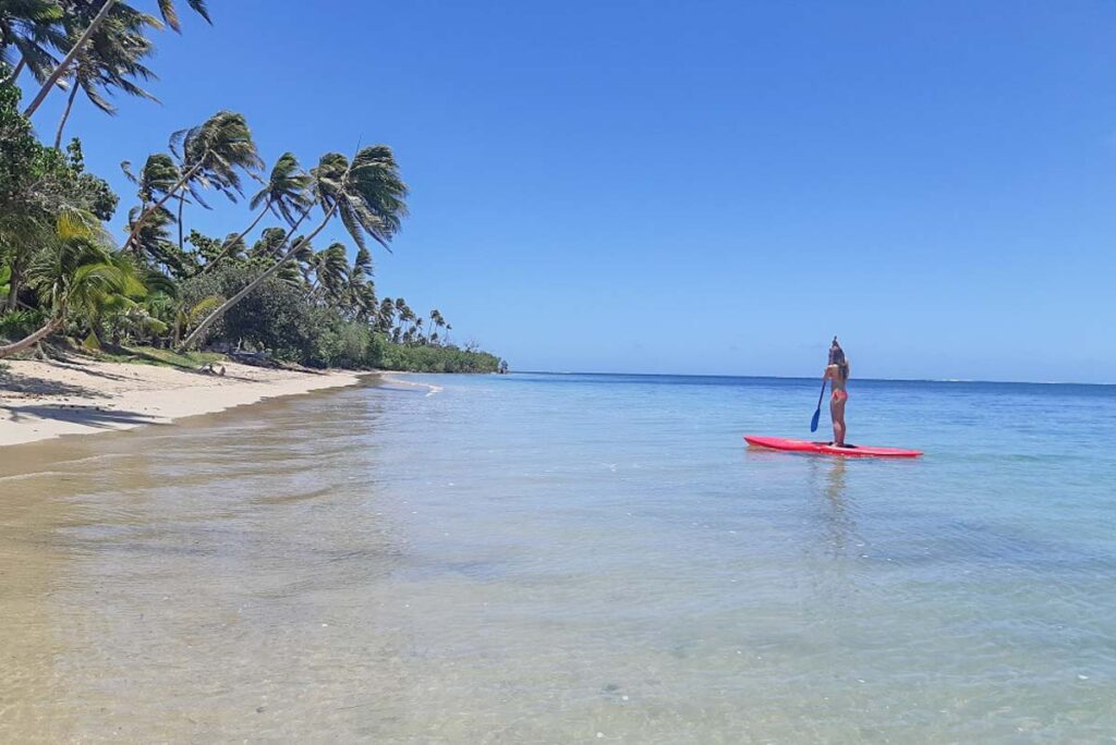 lady on a sup in the Yasawa Islands in Fiji