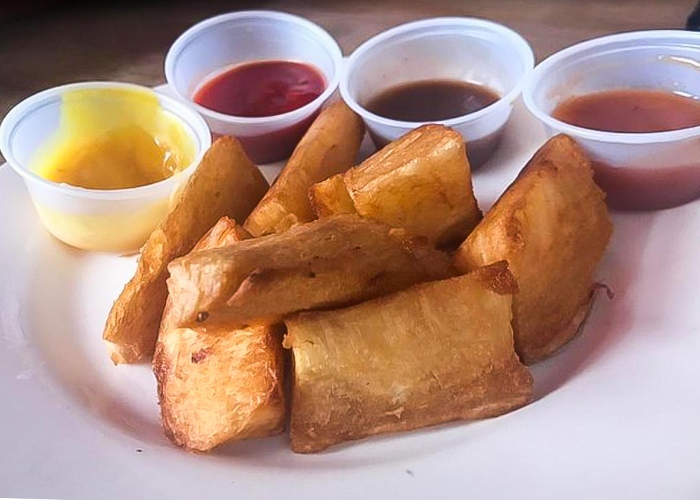 Trying yuca on a food tour in Santa Marta