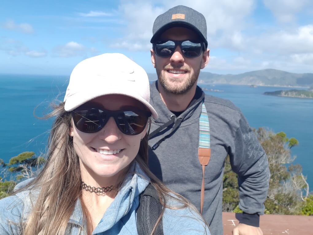 selfie of daniel and bailey on new zealand's west coast