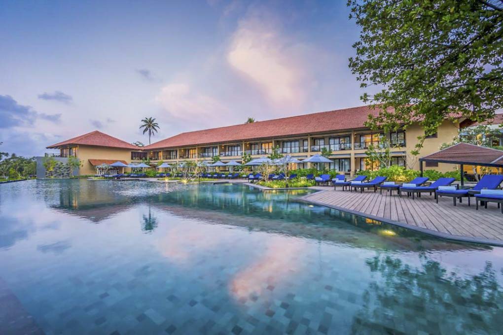 The pool and hotel at the Anantara Kalutara Resort in Sri Lanka