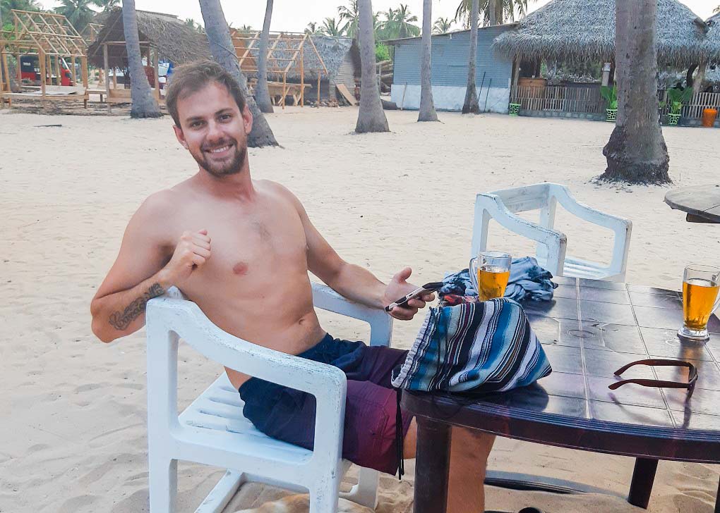 Eating dinner at Nilaveli Beach