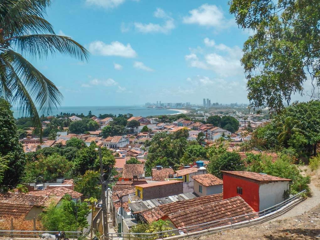 A view of the old city of Olinda with the new city of Recife in the background