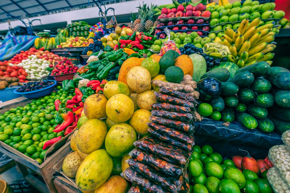 fruits and vegetables at the Quito central market