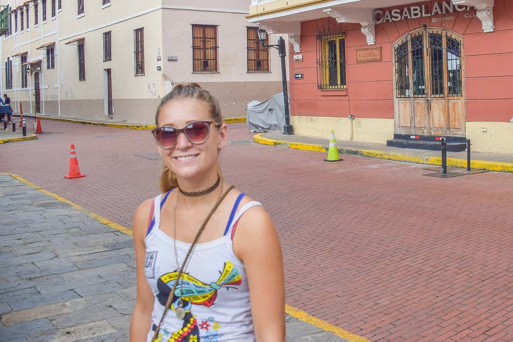 Bailey smiles at the camera in Panama City
