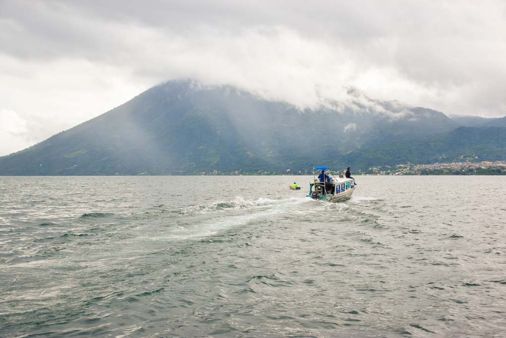 water taxi cruising on Lake Atitlan