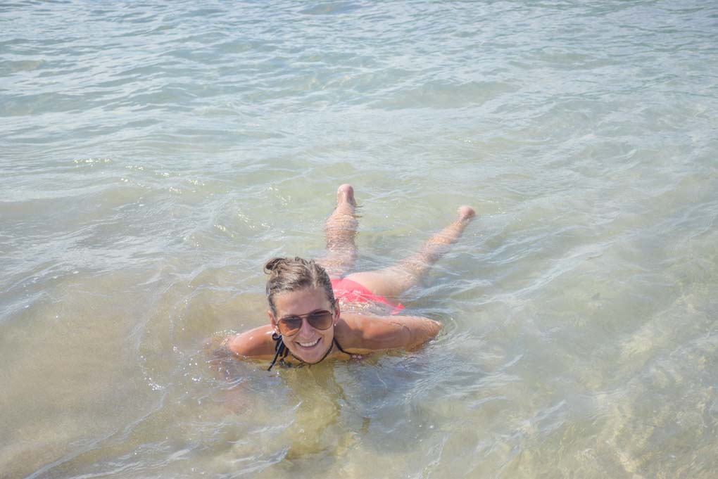 Bailey swimming in Cahuita National Park