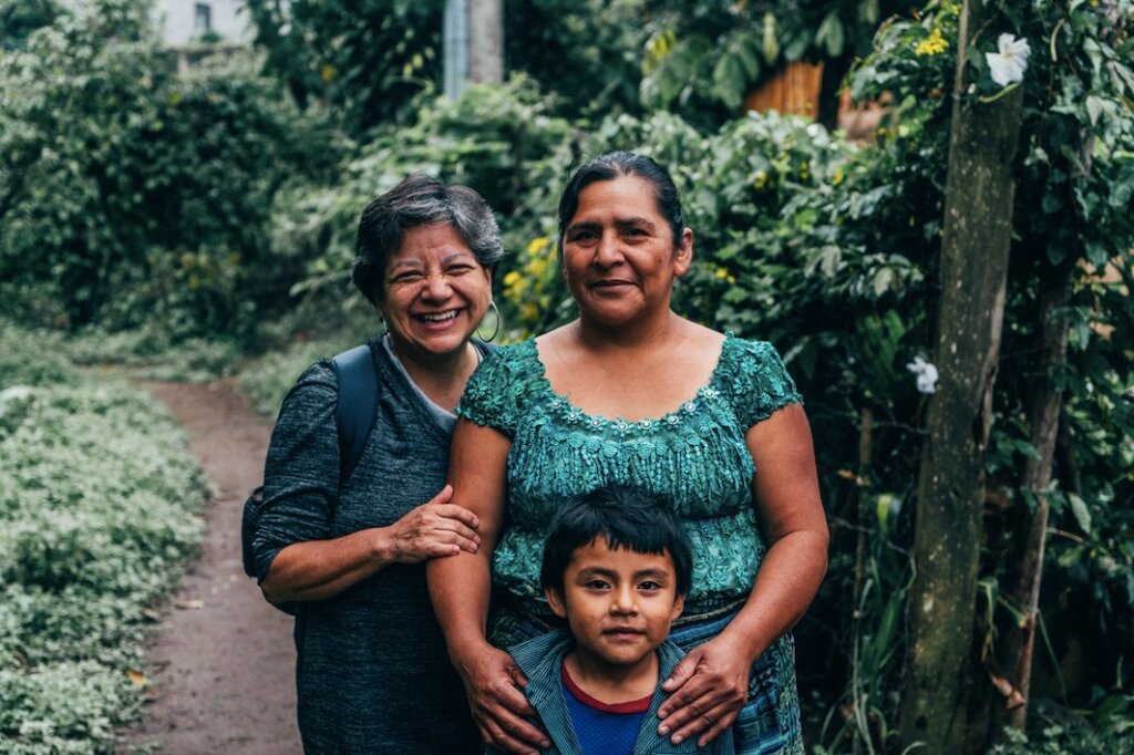 a family at a homestay by trama textiles in lake atitlan guatemala