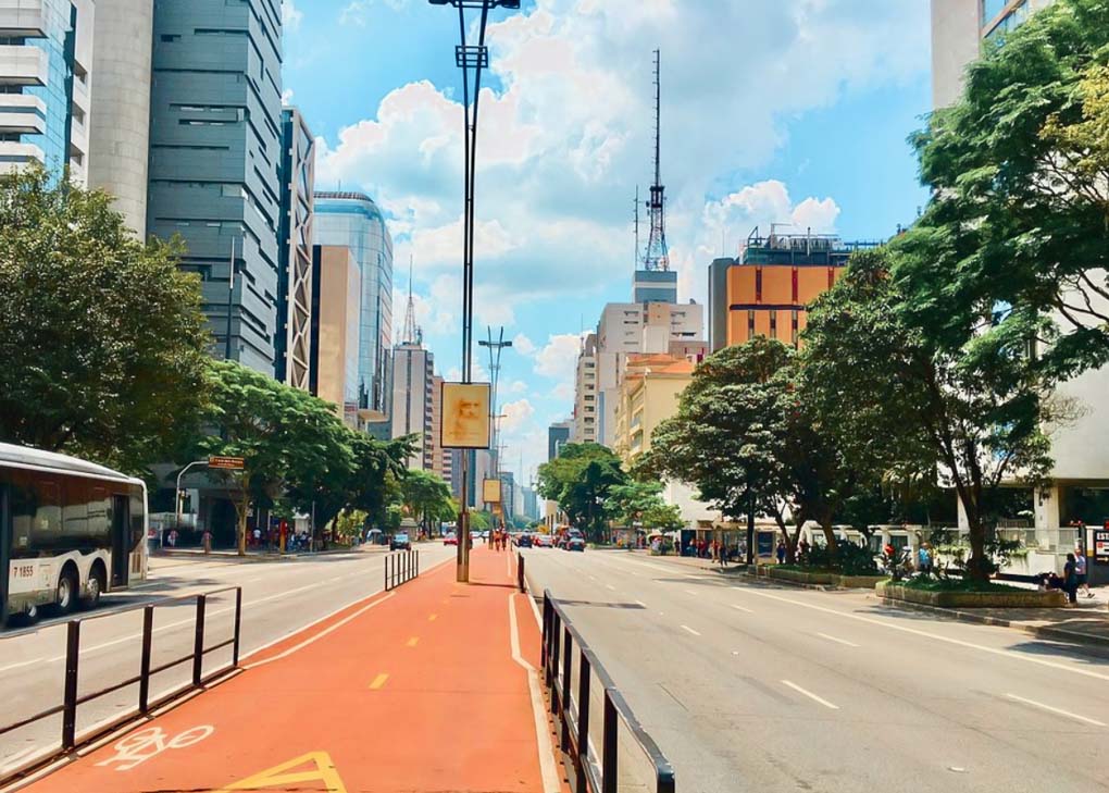 Paulista Avenue on a sunny day in Sao Paulo, Brazil