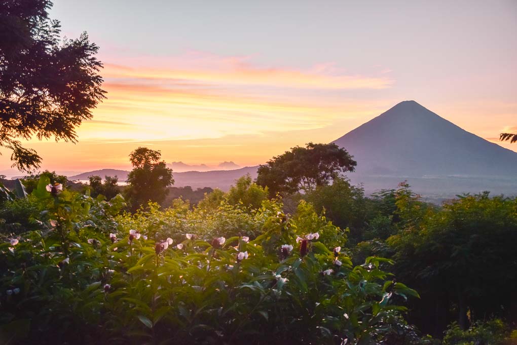 A beautiful sunset on Isla de Ometepe, Nicaragua from our hotel