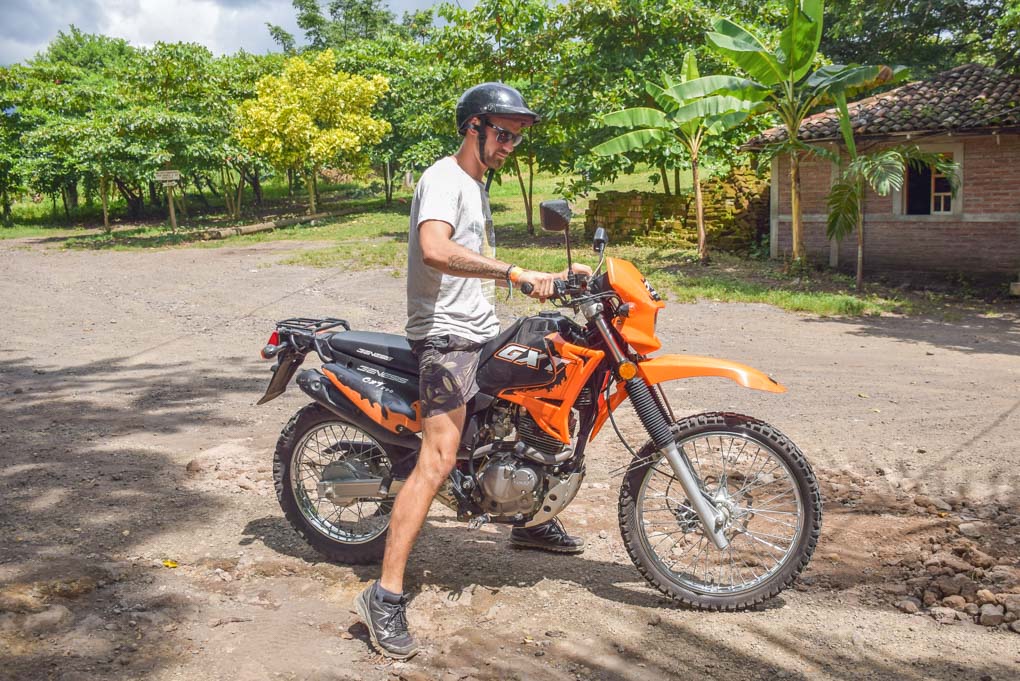 Daniel on the motorbike we rented on Ometepe, Nicaragua