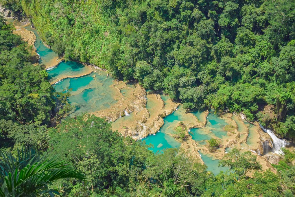 A close up of Semuc Champey from the viewpoint above.