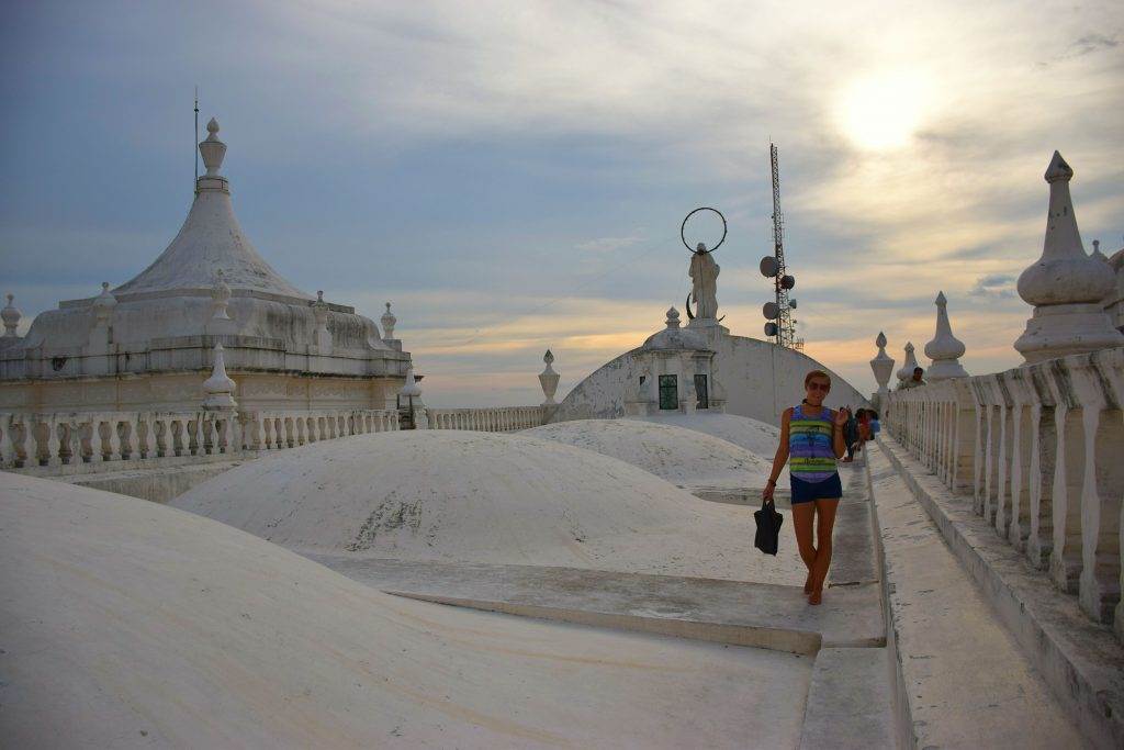 sunset at the cathedral in Leon, Nicaragua