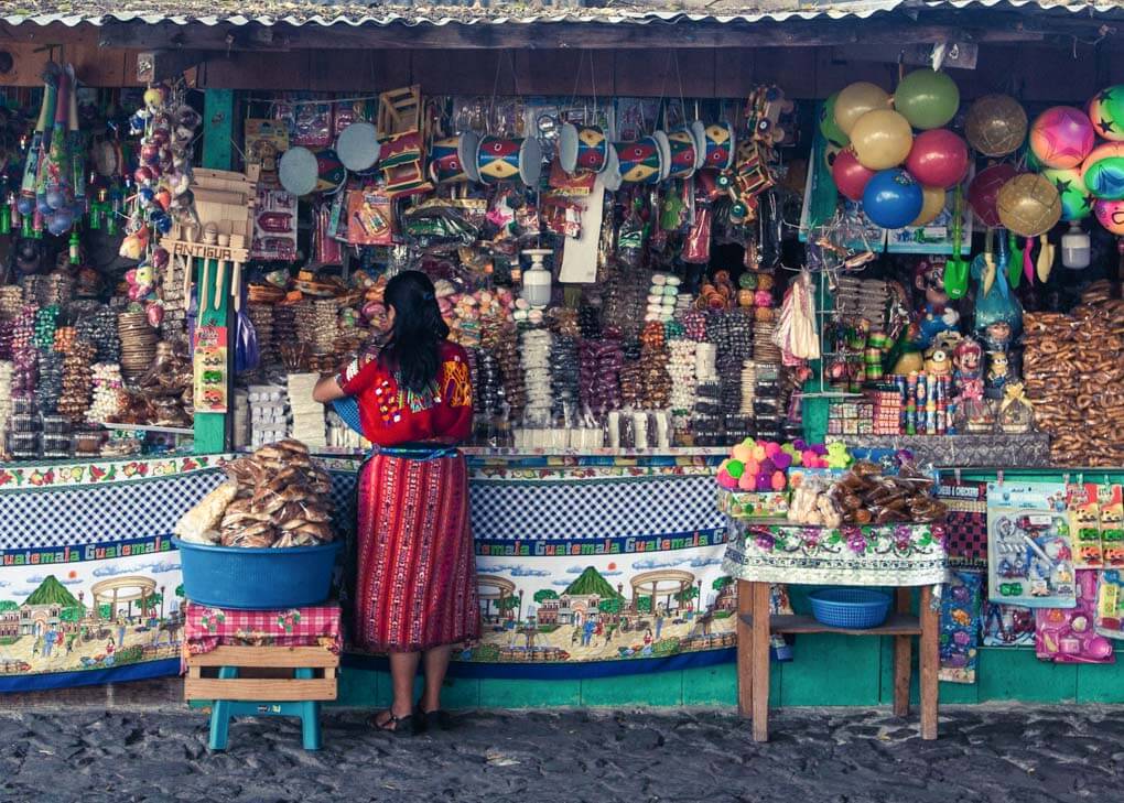panajachael market stall in Lake Atitlan, Guatemala