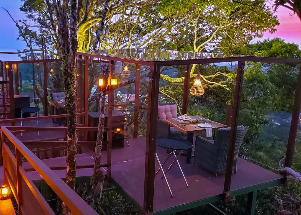 The tree top dinning experience at San Lucas, Monteverde