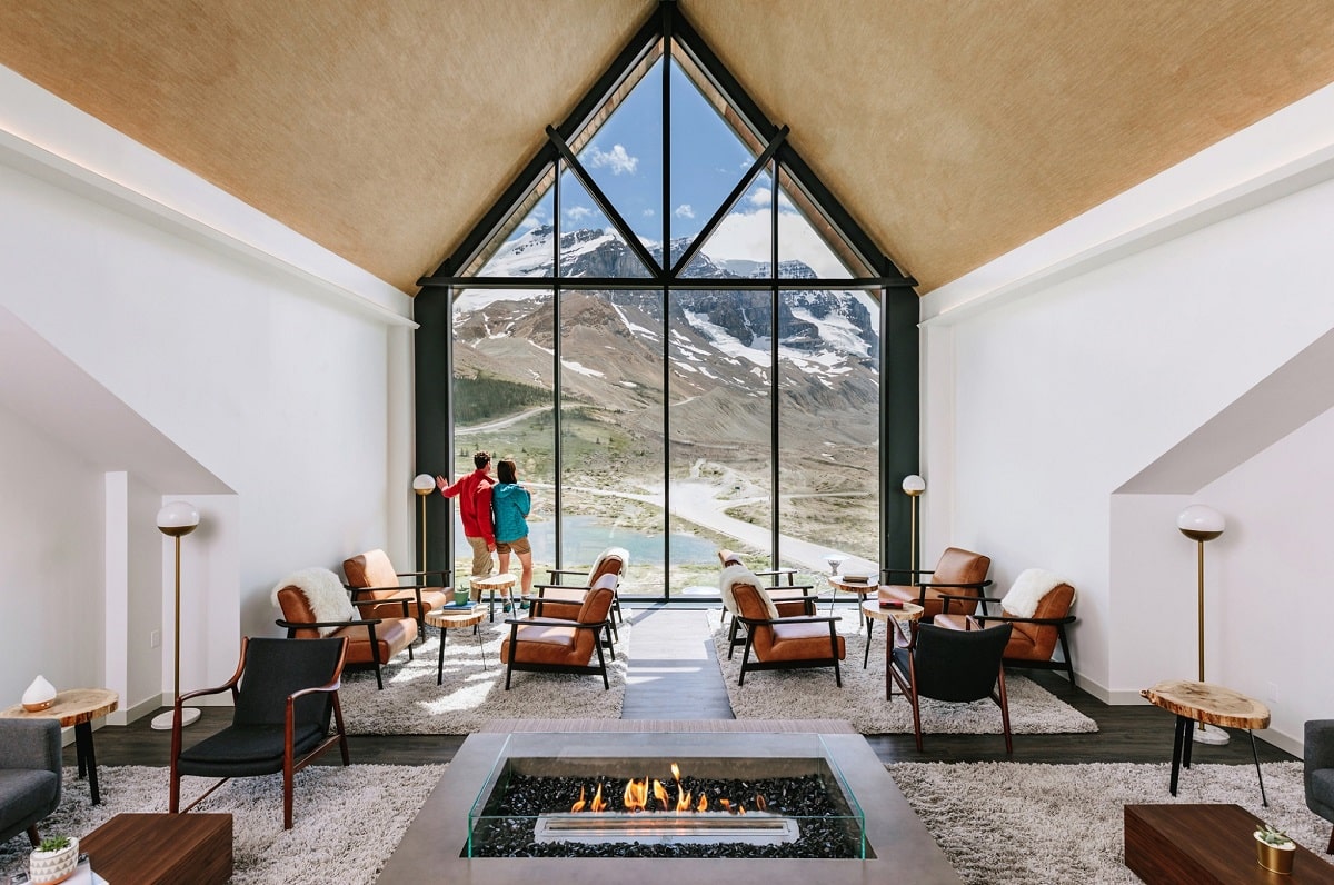inside the beautiful Glacier View Lodge on the Icefield Parkway