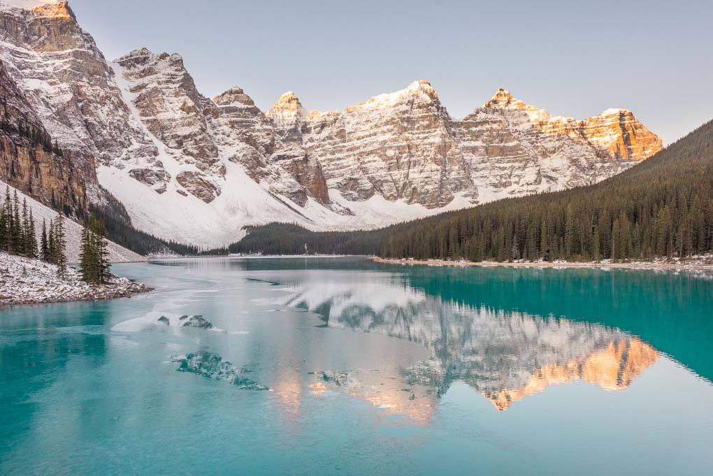 Lake Moraine at sunrise in Banff National Park