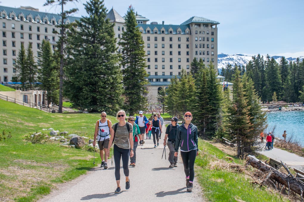Starting the Lake Agnes Tea House hike from Chateau Lake Louise