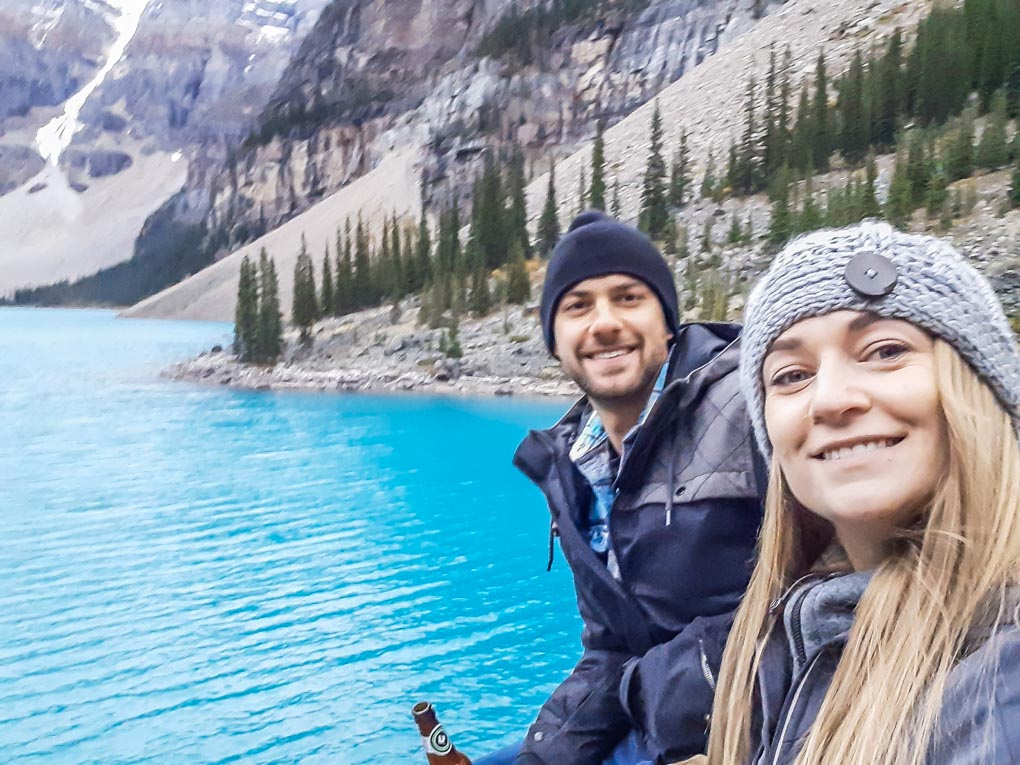 Daniel and Bailey take a selfie at Consolation Lakes in Canada