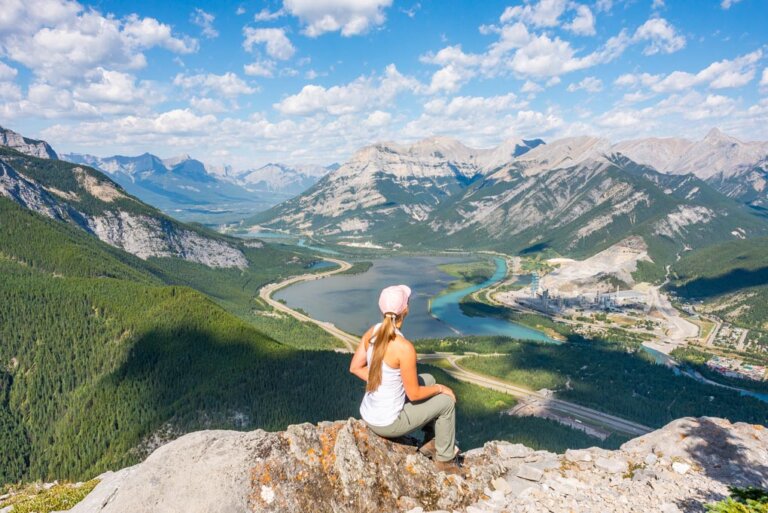 One of the viewpoints on the Heart Mountain Hike just outside of Canmore, AB on a beautiful sunny day.