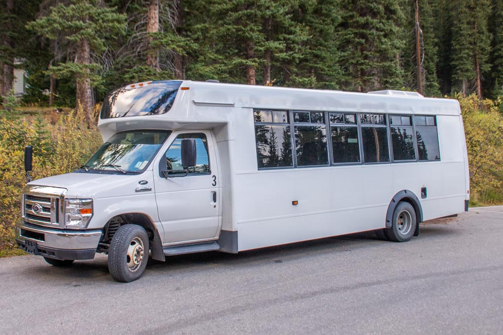 A shuttle at Moraine Lake in Banff National Park