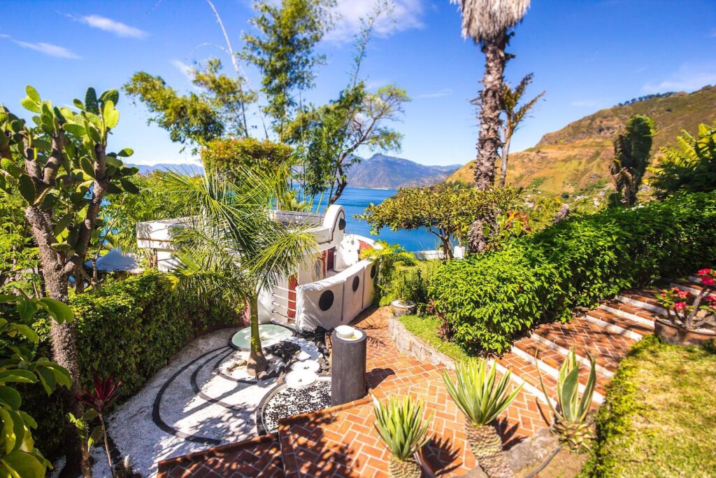 the grounds of tzampoc resort on Lake Atitlan, Guatemala