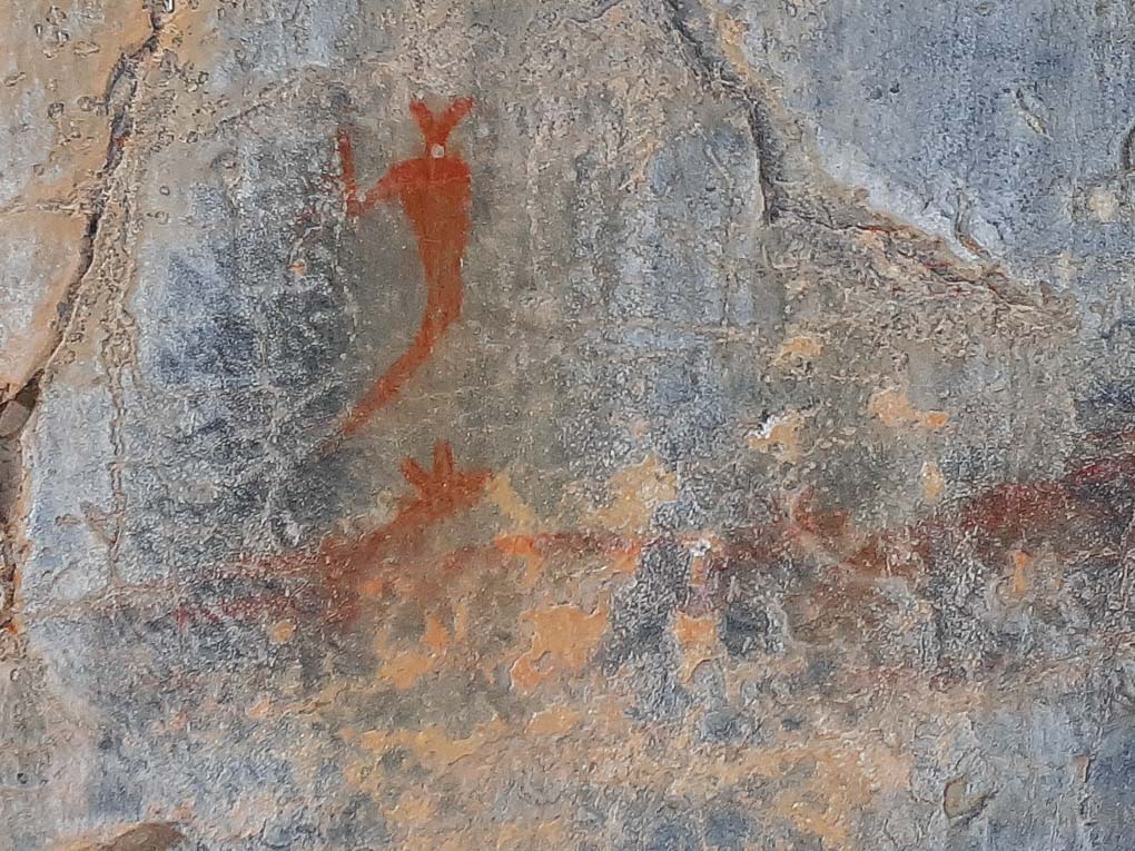Indigenous art work in Grotto Canyon, Canmore