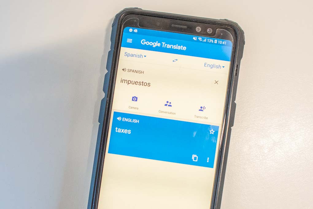 A photo of Google translate on a phone