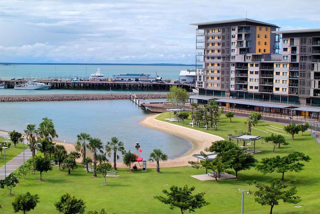 view of the Darwin city lagoon at the Darwin waterfront