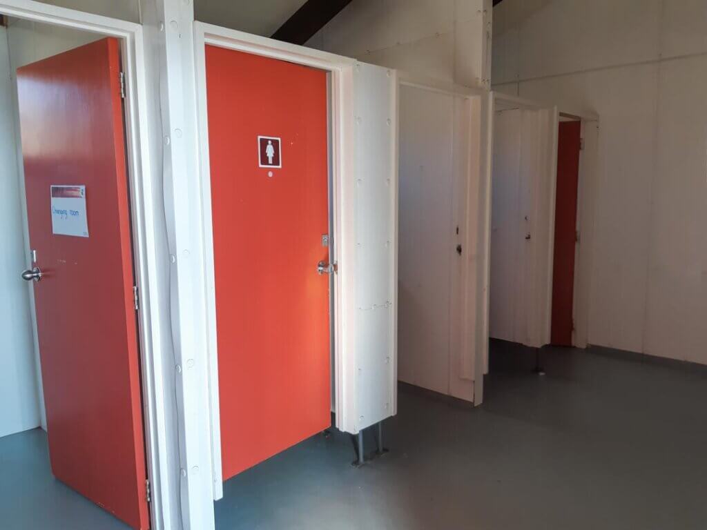the bathrooms in a Great Walks hut in New Zealand