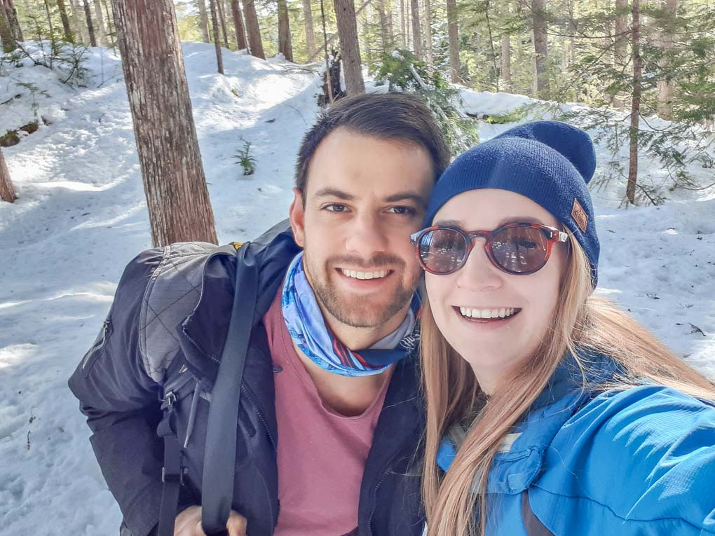 Bailey and Daniel take a selfie in Jasper National Park